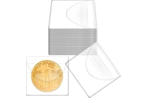 Mauproy 50PCS Single Pocket Coin Sleeves, 2.2 x 2.2 Inches Clear Plastic Holders, Individual Protectors, Small Pouches for Currency Bills Collectors