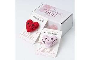 Miarita Crochet Heart Gift, Pocket Hug Token - Pack 2 for Long Distance Couples, Valentine Gift, Meaningful Gifts for Husband (Red Heart)