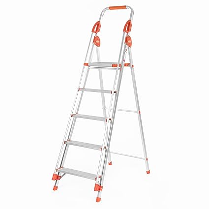 Bathla Sure Step Titanium - 122 cm (4 ft.) Foldable Aluminium Ladder with Support Hand Rails & 5-Year Warranty