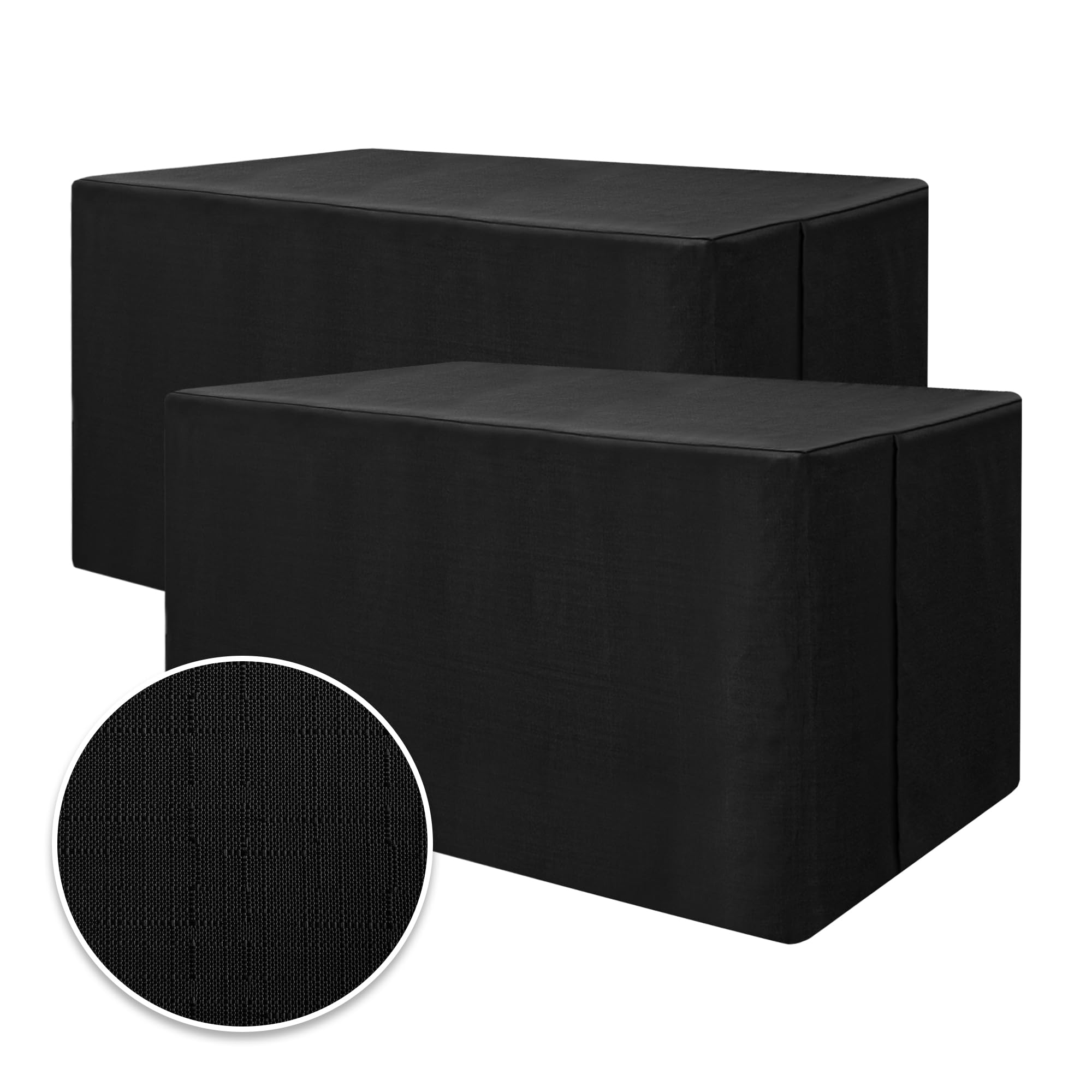Photo 1 of HolidayIdeas 2 Pack Fitted Table Covers Rectangle - 48 x 24 Inch - Black Linen Textured Tablecloths for 4 Foot Tables, Fabric Tableclothes for Party, Wedding, Trade Show