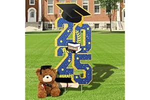MEGAPUXIN Graduation Yard Signs Class of 2025 Decorations, with Graduation Bear Congrats Grad Yard Sign for High School College Graduation Party Supplies Outdoor Lawn, DIY Name