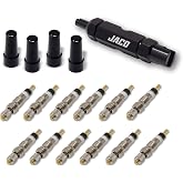 JACO Presta Valve Core Repair Kit for Bike Tires | with (12X) Replacement Valve Cores, (4X) Valve Caps, and Valve Removal Tool