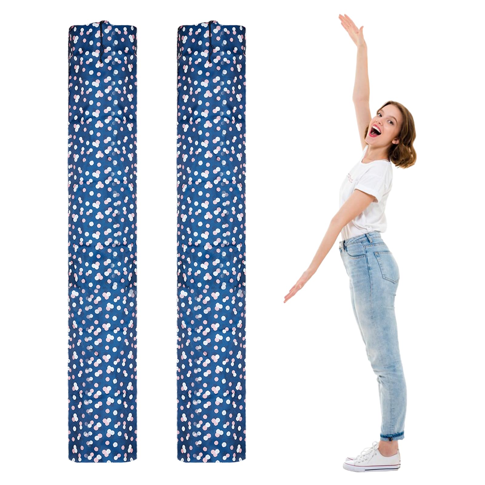 NICENEEDED 2 Pcs Jumbo Rug Storage Bag, Protection for Rolled Rug 20 x 92 Inch, Oxford Cloth Drawstring Carpet Storage Pouch Rolled Rugs Moving Bag for Indoor Outdoor Carpet Storage Packing(Blue)