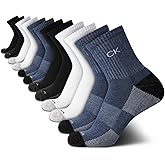 Calvin Klein Mens Quarter Socks - 12 Pack Soft Cushioned Breathable High Quarter Athletic Socks for Men with Arch Support