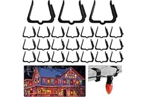 CXLHO 50 Pieces Christmas Holiday Light Hanger Hooks, 1.62" Fascia Boards Clips Black, Plastic Holiday Light Clips for C7, C9, Mini String Lights Outdoor Roof Roofline Deck Eave Christmas Decoration