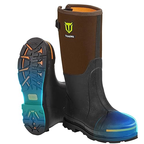 TIDEWE Rubber Work Boot for Men with Steel Toe Shank, Waterproof - Main Image