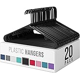 Plastic Hangers 20 Pack Black - Clothes Hangers - Makes The Perfect Coat Hanger and General Space Saving Clothes Hangers for Closet - Percheros Ganchos para Colgar Ropa Hangars