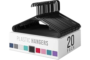 NEATERIZE Clothes Hangers Plastic 20 Pack - Black Plastic Hangers - Makes The Perfect Coat Hanger and General Space Saving Clothes Hangers for Closet - Percheros Ganchos para Colgar Ropa Hangars