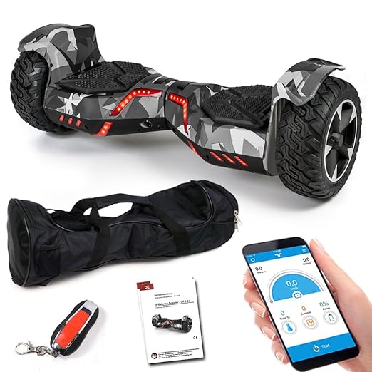 Smartway Balance Scooter 8,5 Zoll 800 W - SUV Ares GPX-04 mit App Funktion, Bluetooth Lautsprecher, Kinder Sicherheitsmodus, 