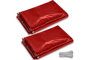 Vincreem 2 Pcs Welding Curtain Safety Transparent Welding Screen with Fixed Belt for the Stand of 6 x 8ft Fireproof Resistant Insulation for Arc Light UV and Light Protection (Red)