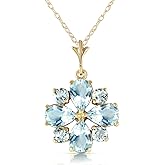 Galaxy Gold GG 2.43 Carat 14k Solid Gold Necklace with Natural Aquamarine Pendant