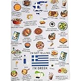 Greece Country Map Europe Cuisine Lover Kitchen Towel Mom Dad BFF Greek Food Cooking Travel Tea Towel (I'm Greek)