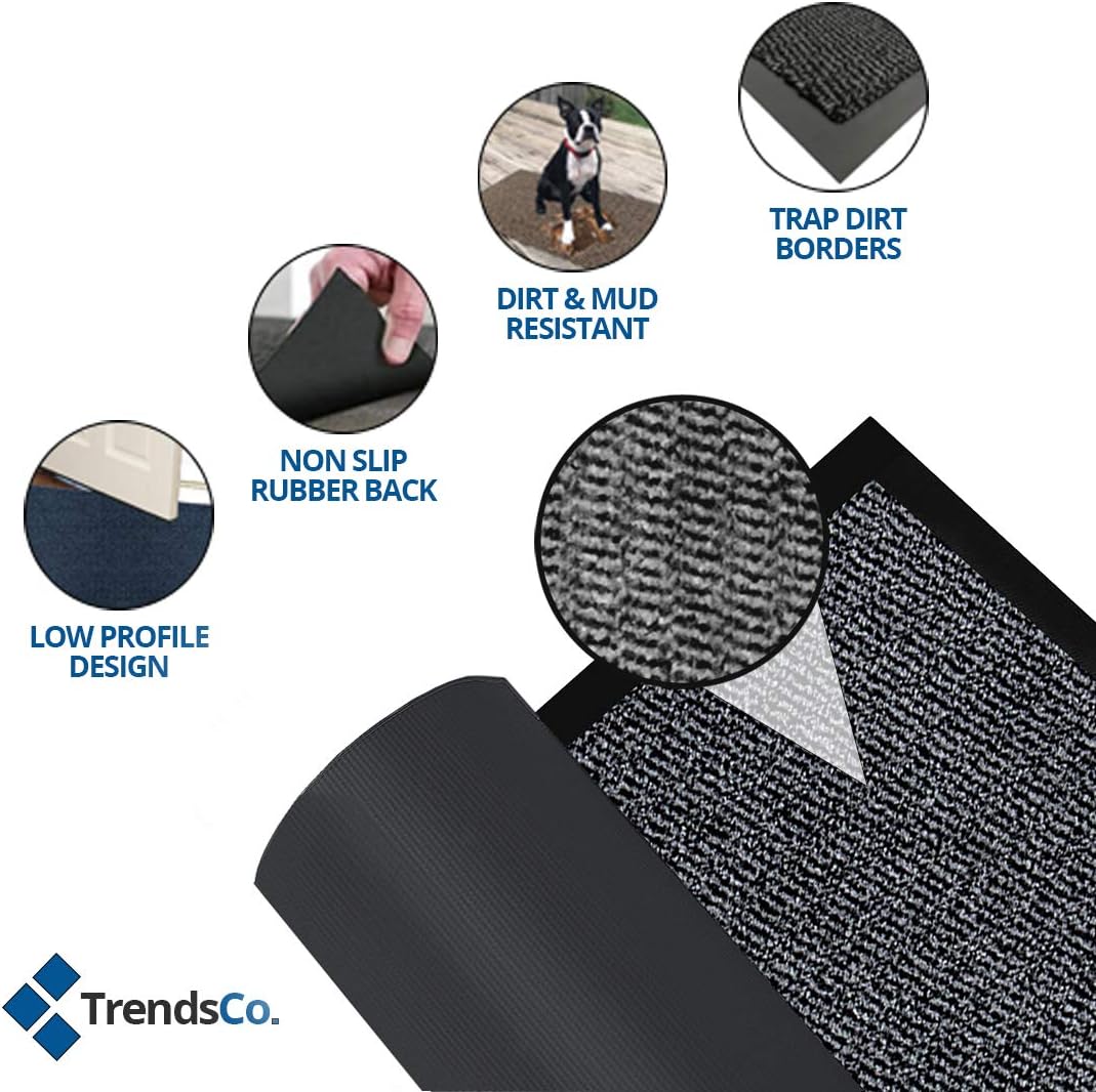 Trendsco, Dirt Trapper Door Mat Indoor & Outdoor, Non Slip Rubber Backing Carpet and Floor Mat for Home Kitchen & Office - Image 4