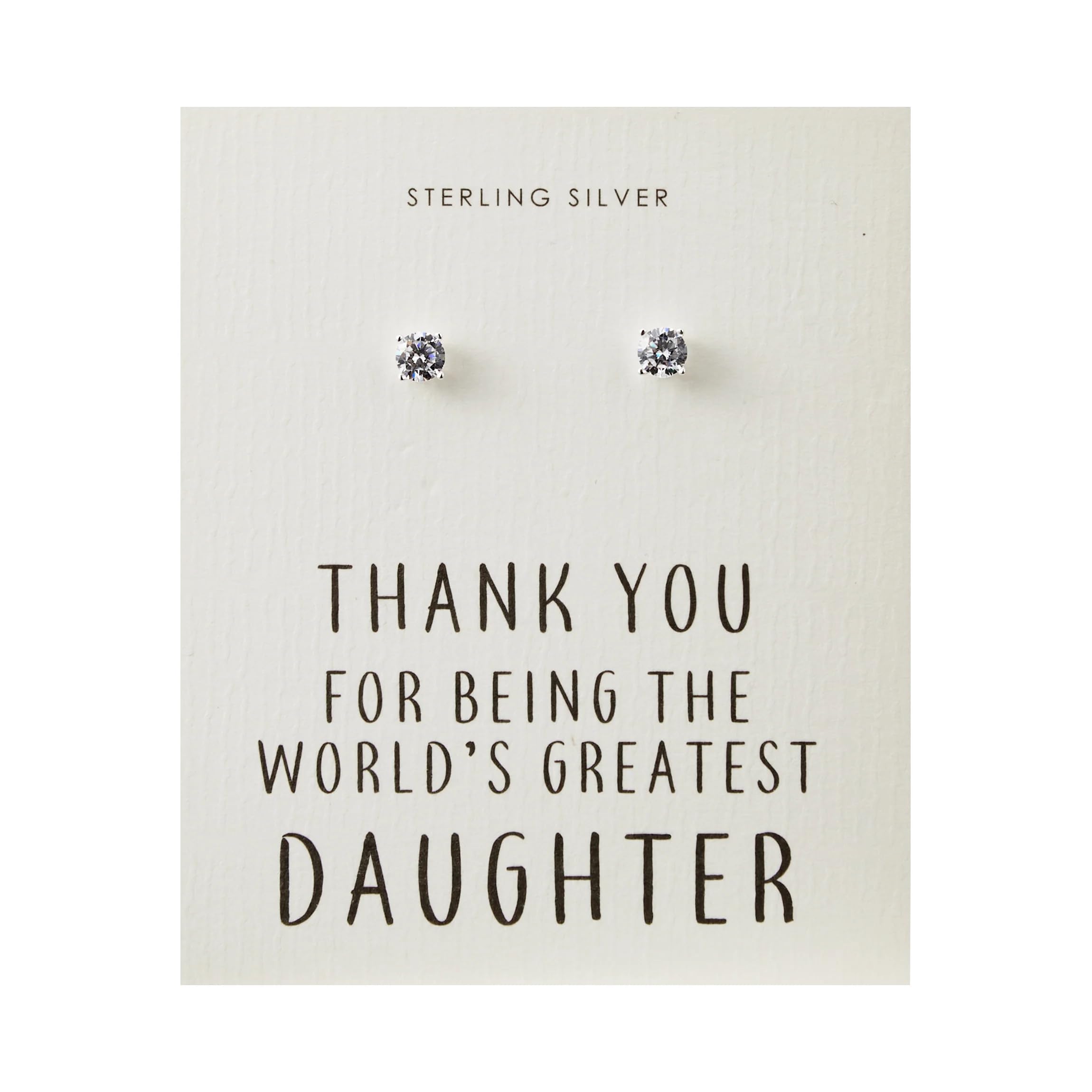 Philip Jones Sterling Silver World's Greatest Daughter Crystal Earrings