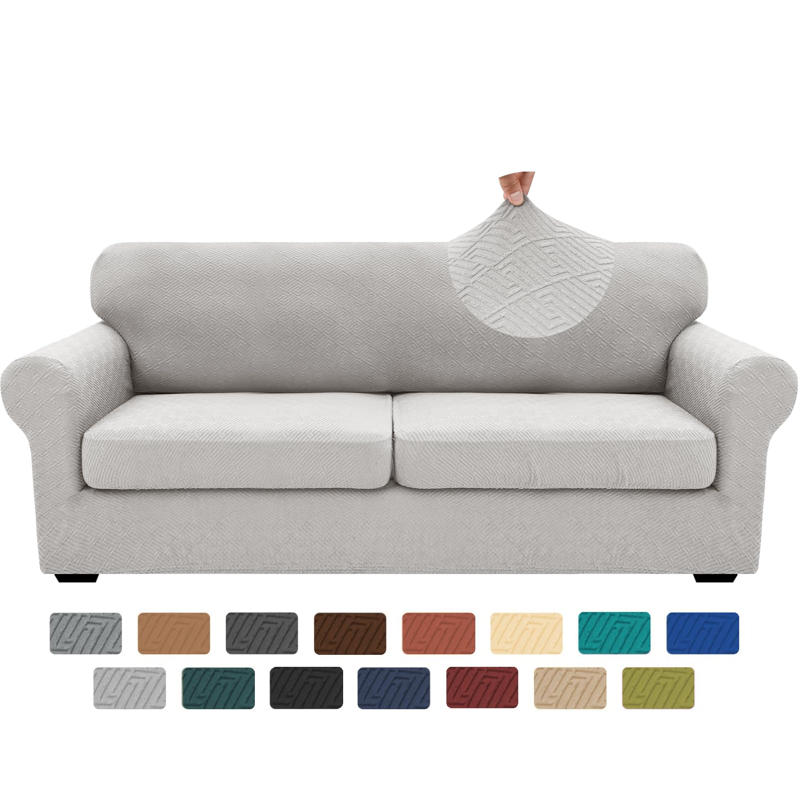 Photo 1 of XINEAGE 2025 New 3 Pieces Couch Covers for 2 Extra Large Cushion Sofa Super Stretch Sofa Cover for 2 Large Seat Universal Loveseat Slip Cover for Living Room (Silver Grey), 71"-91"(2 Cushions)