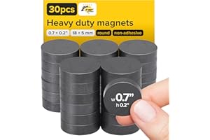 X-BET MAGNET Ultra-Strong Ceramic Round Magnets (0.7x0.2"/18x5mm, 30 pcs) - Heavy Duty Magnets, Non-Corrosive, High Thermal Resistance, Versatile For Home, Office, Workshop, Whiteboard, Fridge And Hobby Use