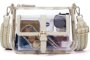 Missnine Clear Bag Stadium Approved PVC Crossbody Purse for Women Transparent Shoulder Concert Bag with Guitar Strap