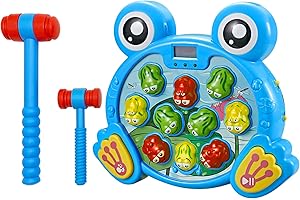 Think Gizmos TG702-B Frog Tape Hammering Bench with Hammer - Fun Gift for Kids Boys and Girls, Learning, Active Development, STEM Typing Toy for Toddlers