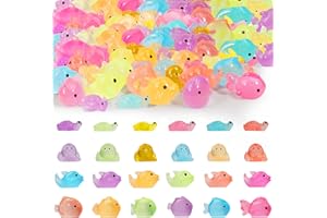 LUGAILLY Mini Resin Ocean Animals Figures to Hide 72 PCS Luminous Tiny Miniature Figurines Bulk Glow in The Dark Include Baby Octopus Small Turtle Dolphin Fish for Aquarium Garden Micro Landscape Dollhouse