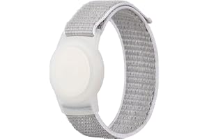 QONUIY Kids Wristband Compatible with Apple AirTag, Protective Case for Air Tag GPS Tracker Holder with Nylon Bracelet, Adjustable Anti Lost Watch Band for Toddler Child Elder (Grey)