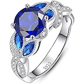 Yaresul 3.6ct 925 Sterling Silver Created Women's Rainbow Topaz|Sapphire|Aquamarine Ring Women Engagement Rings Bezel Setting Marquise Fashion Statement Ring Best Gift for Mother and Grandma Size 5-9