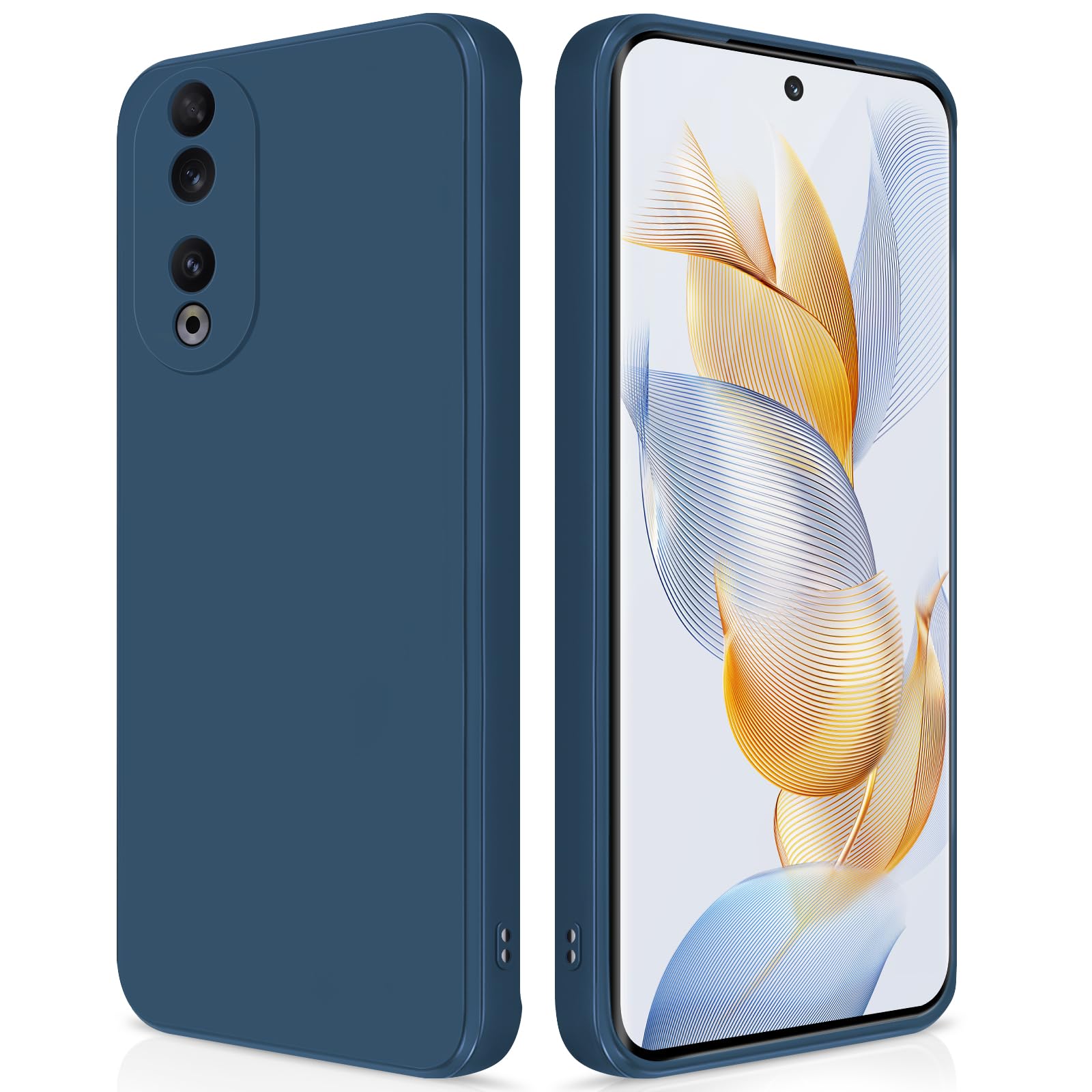 GiiYoon Case Compatible with Honor 90 5G, Silky-Soft Touch Full-Body Protective Phone Silicone Case, Shockproof Cover with Microfiber Lining, Blue