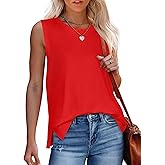Tank Top for Women Summer Sleeveless Shirts Crewneck Casual Basic Side Split Tops