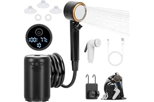 Panoyu Portable Shower for Camping,Camping Shower 8000mAh Rechargeable, Camp Shower Pump High Pressure Electric Outdoor Shower for Hiking, RV, Pet Bath, Car Wash (with LED Display & IPX8 Waterproof)