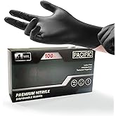 PACIFIC PPE 4 mil Black Nitrile Disposable Gloves, Food-Safe, Latex-Free, Cleaning, Cooking Gloves, Small