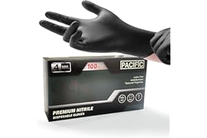 PACIFIC PPE 4 mil Black Nitrile Disposable Gloves, Food-Safe, Latex-Free, Cleaning, Cooking Gloves, Small