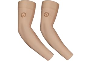 NURCOM® Medical Compression Arm Sleeve for Men Women, 2 Pack, No Silicone, Soft-in 20-30mmHg for Lymphedema, Lipedema, Pain Relief, Edema, Swelling, Post Surgery Recovery, Beige S