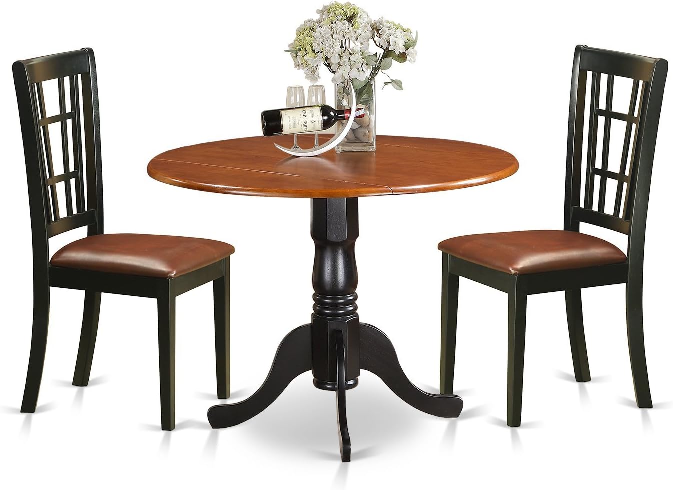 East West Furniture DLNI3-BCH-LC 3 Piece Dining Table and 2 Solid Wood Kitchen Chairs Dublin Set