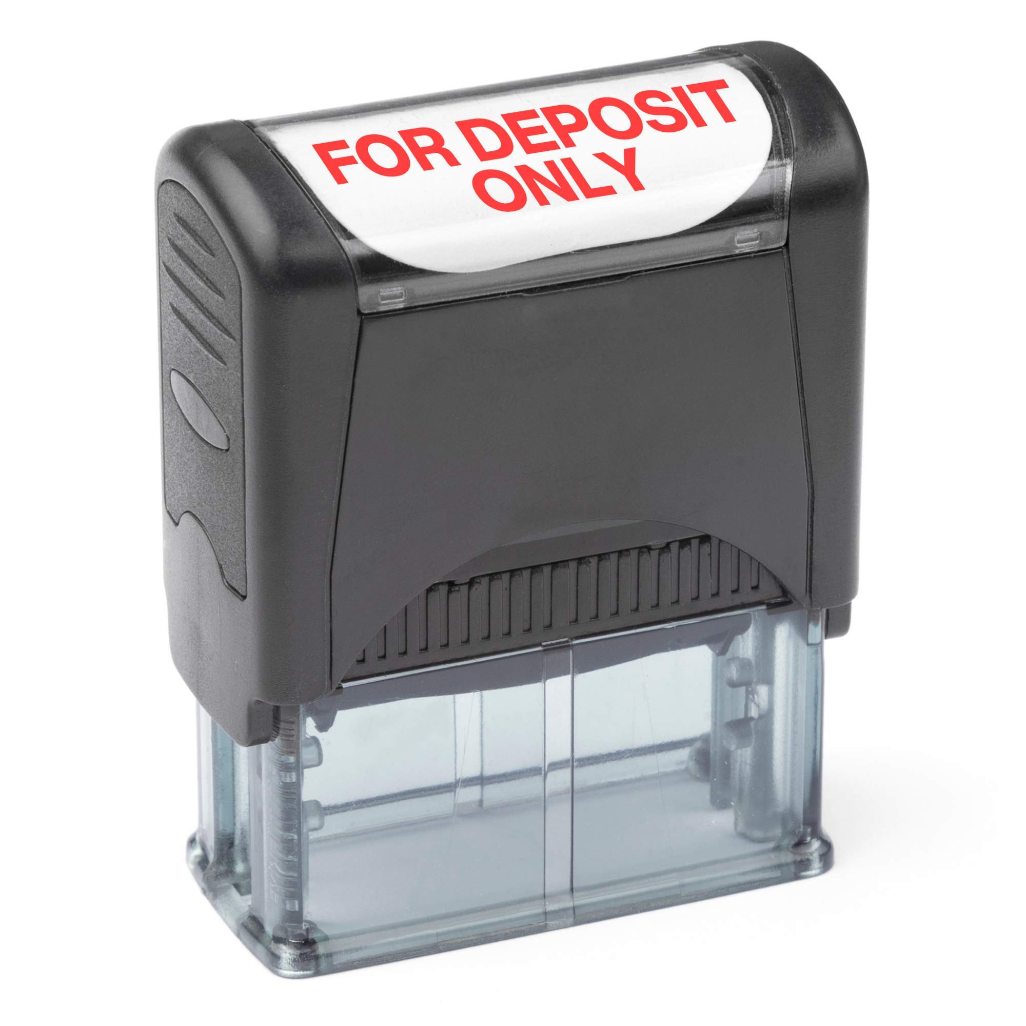Self Inking Rubber Stamp, Refillable Red Ink Preinstalled - (9/16" x 1-1/2") (for Deposit ONLY)