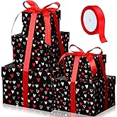 Geyoga 5 Pcs Valentine's Day Gift Boxes Square Nesting Boxes with Lids Square Box 5 Assorted Sizes Stackable Gift Box for Valentine's Day Wedding Party Present Packaging