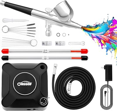 Oasser Airbrush Set 36 PSI with Compressor Dual Action Nozzles 0.2 0.3 0.5mm