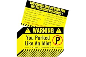 BHUCUTU 200 Pieces Bad Parking Cards You Parked Like an Idiot Card 3.5 x 2 Inches Funny Parking Violation Stickers Cards with Multi Violation Reasons