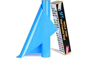 RENLI·TONG RENLITONG Lake Blue HTV Iron on Vinyl 12Inch by 5ft Roll HTV Heat Transfer Vinyl for T-Shirt HTV Vinyl Rolls for All Cutter Machine - Easy to Cut & Weed for Heat Vinyl Design