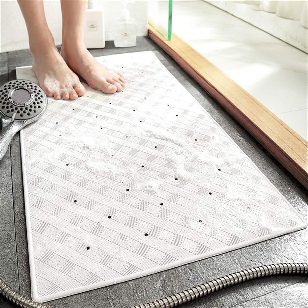 Non Slip Shower Mat, Anti Mould Rubber Soft Bathtub Mat, Anti Slip Bath Mat with Multiple Suction Cups - 40 x 70 cm - White