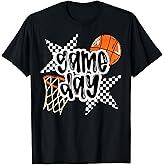 Basketball Player Game Day Checkered Basketball Fan Mom T-Shirt