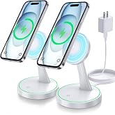 Voice-tank 2 Pack 15W Magnetic Wireless Charger Stand for iPhone 18 Pro/18 Pro Max, iPhone 17/16/15/14/13/12 Series, Magnetic Charging Station with Sleep-Friendly LED Light for AirPods
