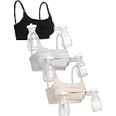 GXXGE 3Pack Hands Free Pumping Bra, Adjustable Pumping &amp; Nursing Bra with EasyClip for All Breast Pumps Cotton Sleep Bra