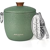 POLIVIAR Ice Bucket, 2.5L Double Wall Ice Bucket with Lid, Stainless Steel Ice Bucket with Tong & Strainer, Ice Bucket for Cocktail Bar, Home & Parties, JX2023-IBLG