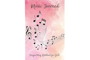 Music Journal Songwriting Notebook for Girls: Pretty pink feminine watercolor music note cover design with blank lined pages for writing lyrics and staff lined pages for writing your own music!