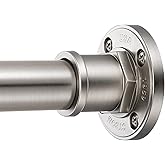 BRIOFOX Industrial Shower Curtain Rod - 2-in-1 Design Tension Curtain Rod - Never Rust Non-Slip 43 to 72 Inch 304 Stainless S