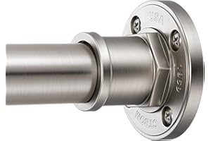 BRIOFOX Industrial Shower Curtain Rod - 2-in-1 Design Tension Curtain Rod - Never Rust Non-Slip 43 to 72 Inch 304 Stainless Steel, Brushed Nickel Window Curtain Rod