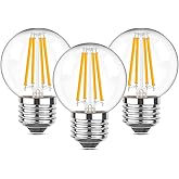 Grensk Dimmable E26 LED Light Bulbs 40 Watt,G16.5 4 Watt Small Edison Globe Bulb,2700k Warm White Filament Vintage Light Bulb