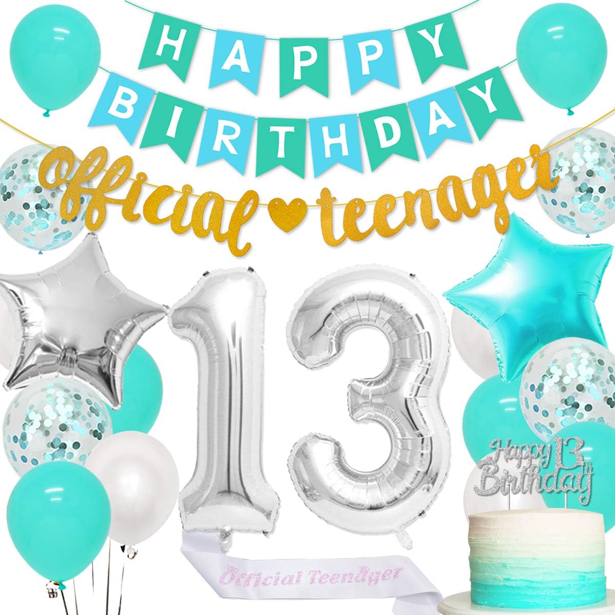 13th Birthday Party Decorations Teal 