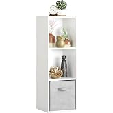 Whitmor 3 Cube Bookcase, 3 Tier Stackable MDF Bookself, Open Storage Display Organizer, Storage Cabinet for Living Room, Bedroom, Home, Office, 12.2" L x 11.7" W x 35.6" H, White