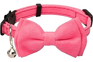 Gyapet Cat Collar with Bell Breakaway Kitten Small Puppy Safety Bow Tie Solid Wedding Basic Color [1pc] Rose Red