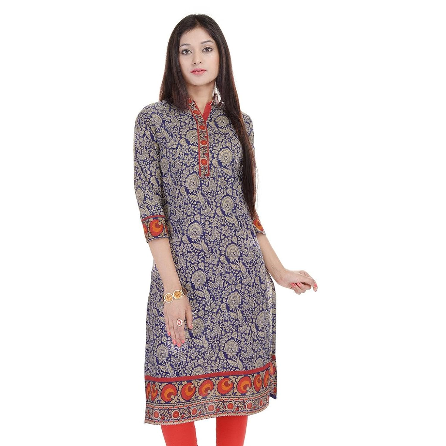 gulmohar jaipur women's cotton printed kurti (gc026blue_p_blue)